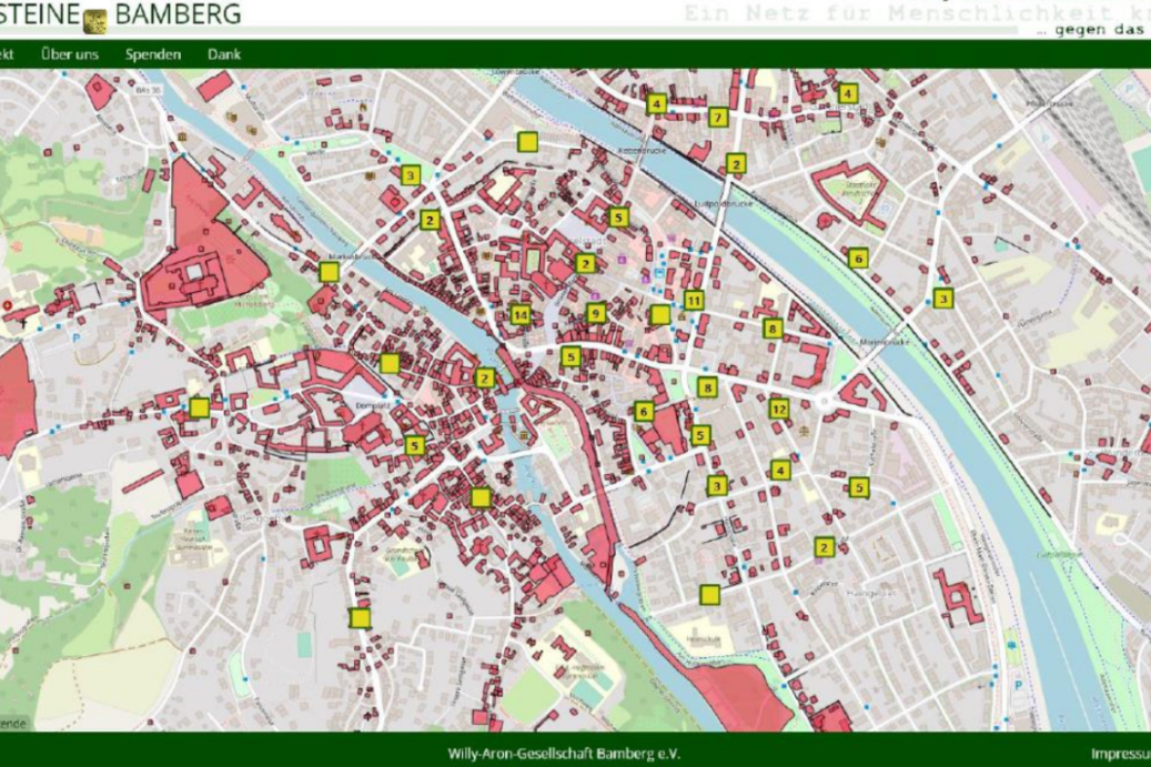 Karte der Stolpersteine in Bamberg
